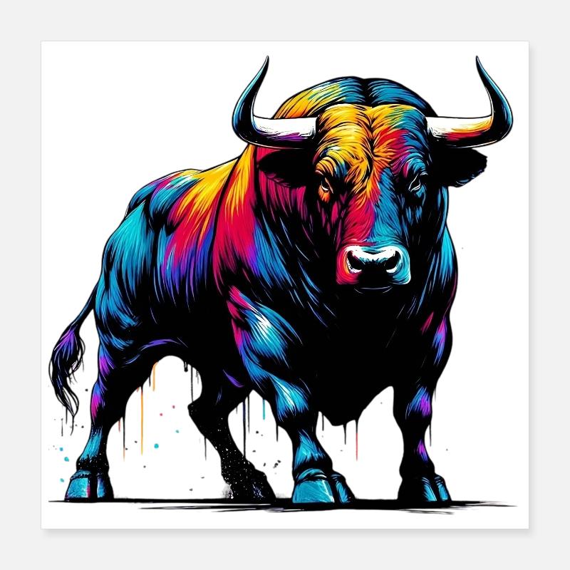 Bull Poster 16" x 16" (40x40 cm)