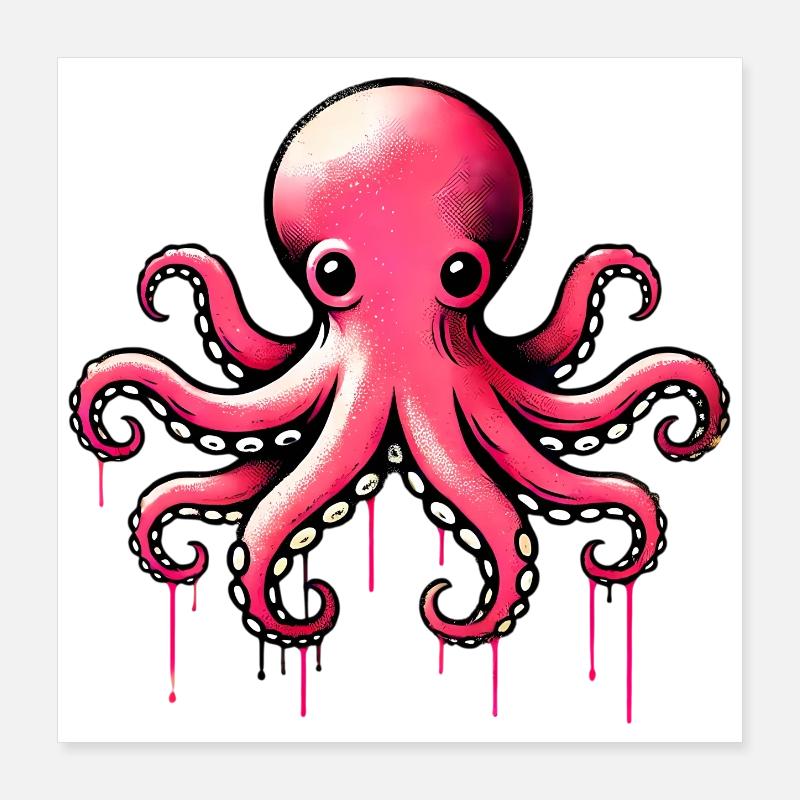 Krake Poster 40x40 cm