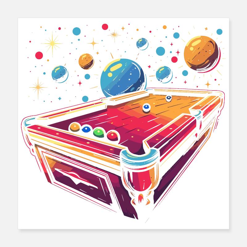 Style de dessin animé de billard Poster 40 x 40 cm