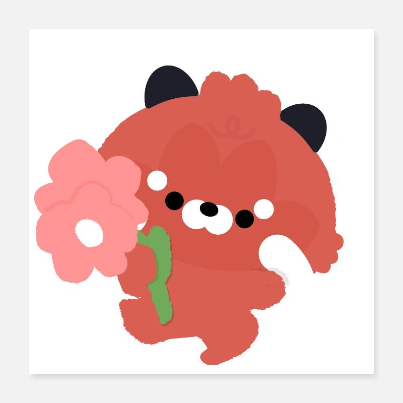 Romantic Red Panda Poster 16" x 16" (40x40 cm)