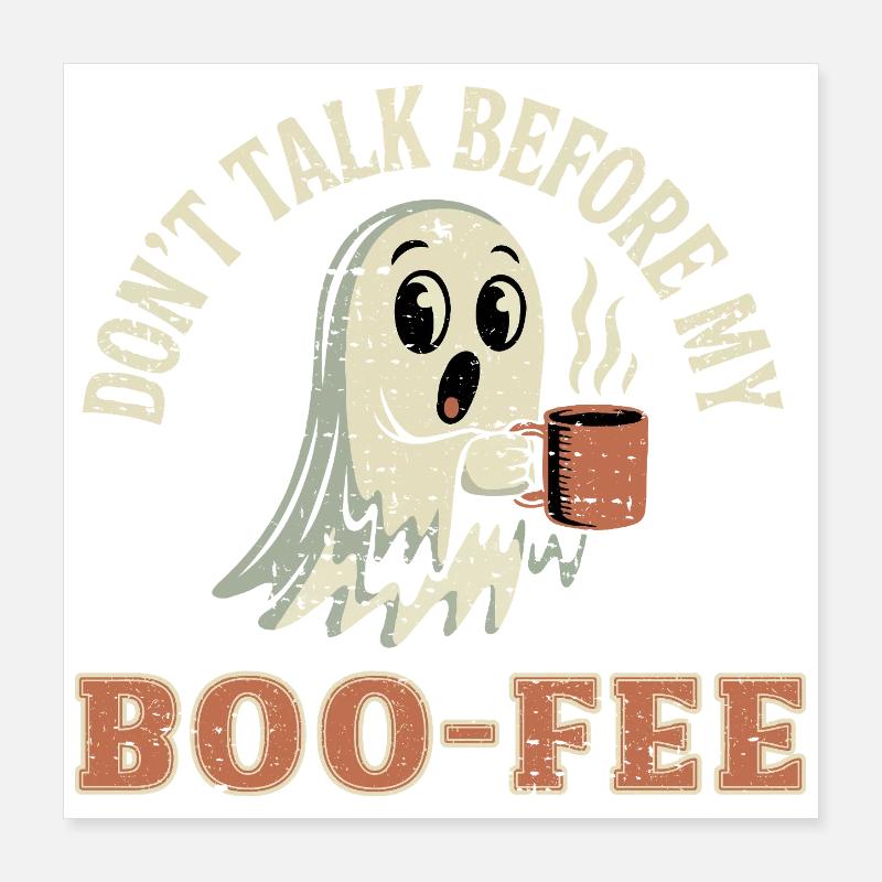 Fantôme effrayant avec citation de café Poster 40 x 40 cm