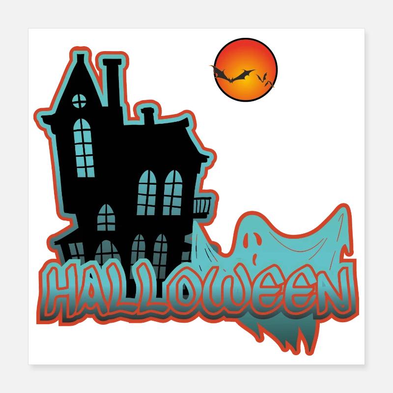 Maison Hantée Nuit Digitale Poster 40 x 40 cm