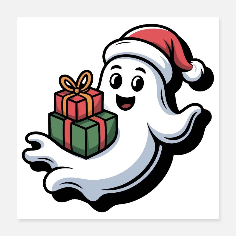 Weihnachtsgeist mit Geschenken Poster 40 x 40 cm
