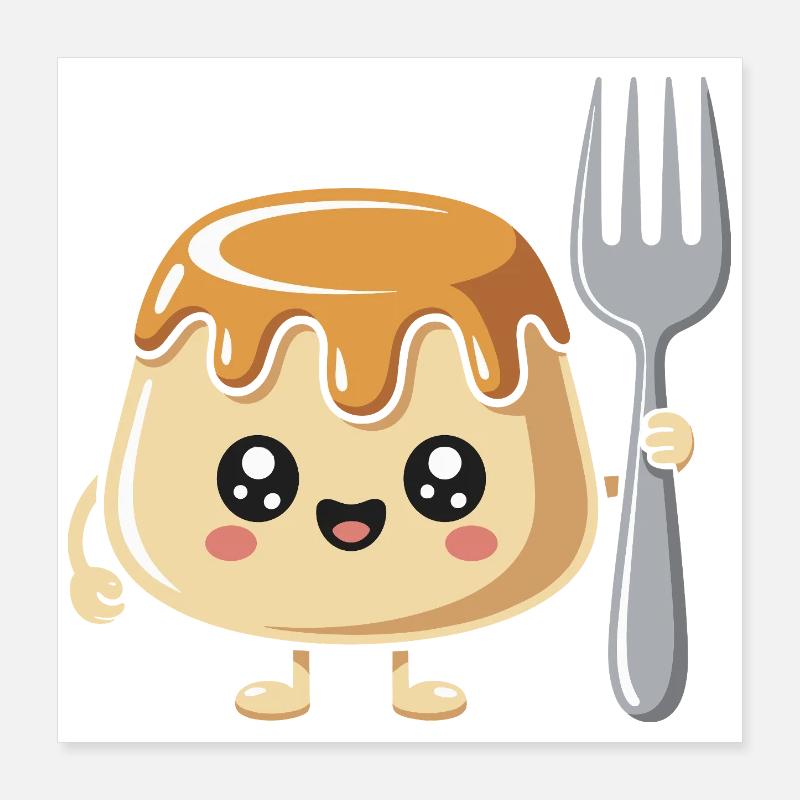 Pudding Mit Gabel Poster 40x40 cm
