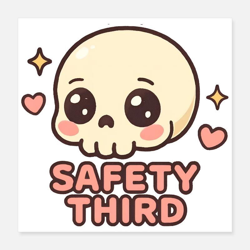 Safety Third Skull Funny Safety Third Poster 16" x 16" (40x40 cm)