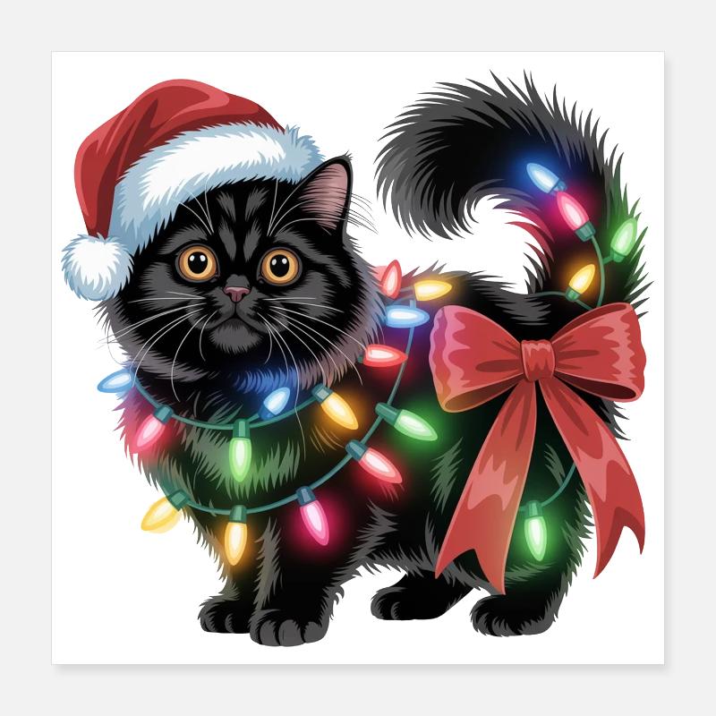 Chat de Noël Poster 40 x 40 cm