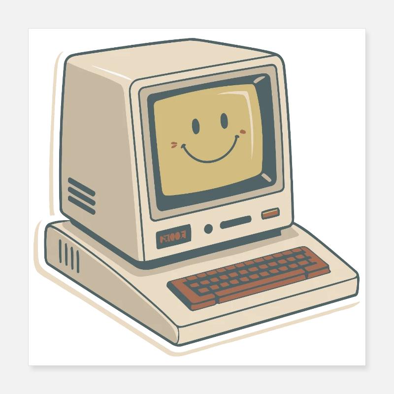 Vintage Smile Retro Computer Poster 40x40 cm