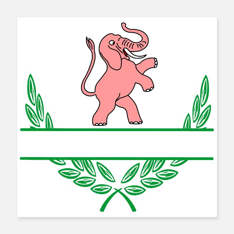 Pink Elephant with Namespace Poster 16" x 16" (40x40 cm)