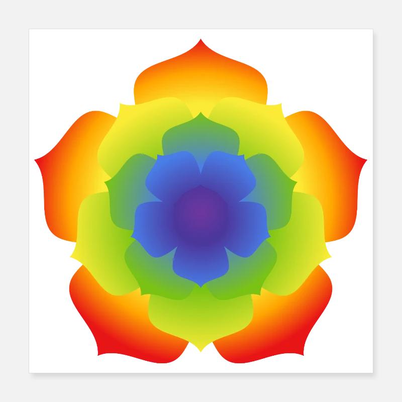 Rainbow Lotus Mandala Bloom Poster 16" x 16" (40x40 cm)