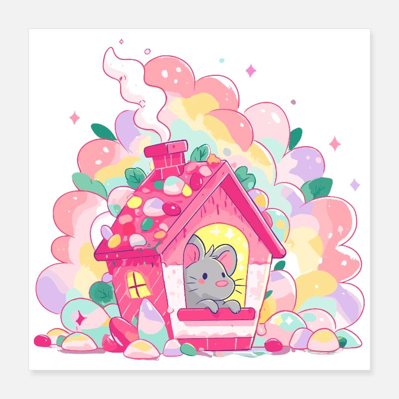 Sugar House with Mouse Poster 16" x 16" (40x40 cm)