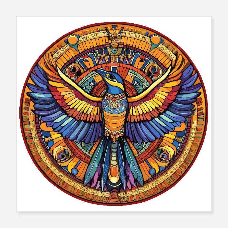 Phönix Mandala Feuerfächer Poster 40x40 cm