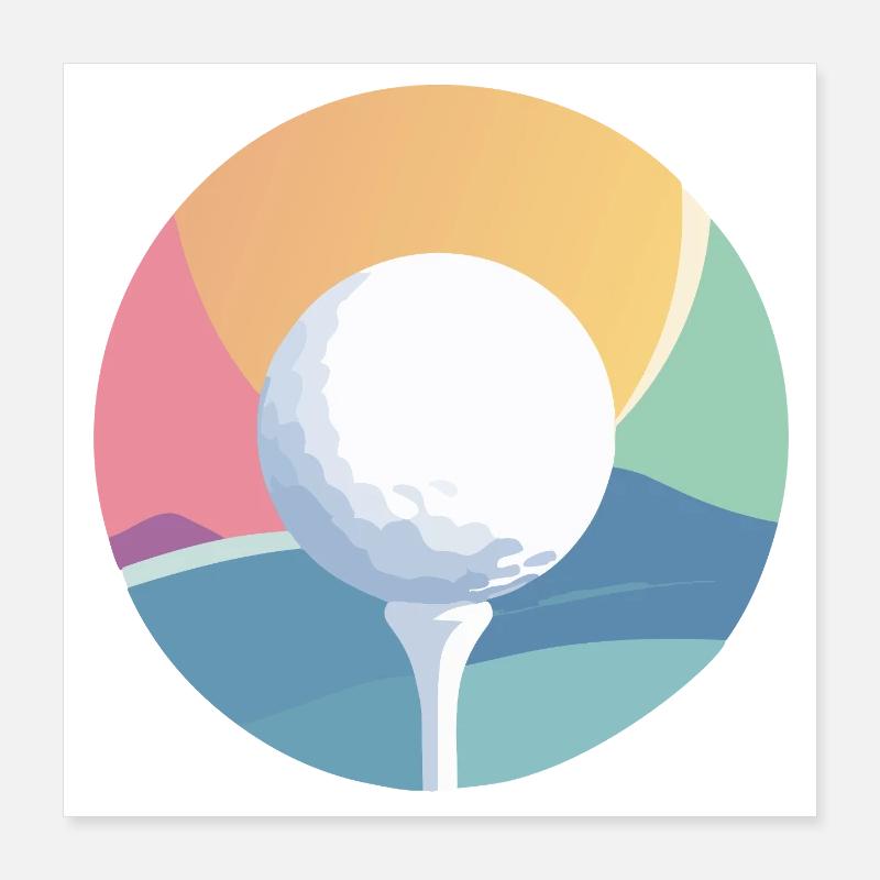 Balle de golf dans un motif discret de golf coloré coloré Poster 40 x 40 cm