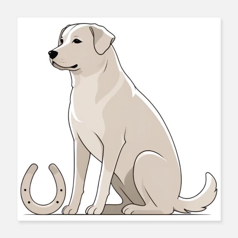Silhouette du Labrador avec fer à cheval Poster 40 x 40 cm