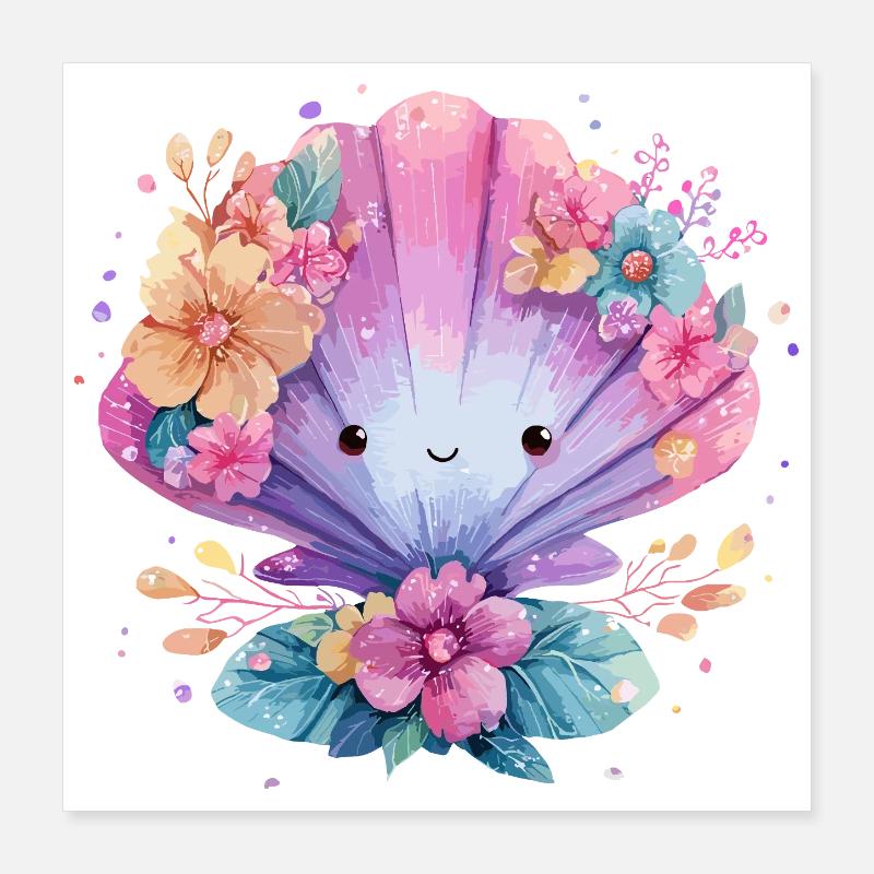 Moule fleurie avec des fleurs joyeuses Poster 40 x 40 cm