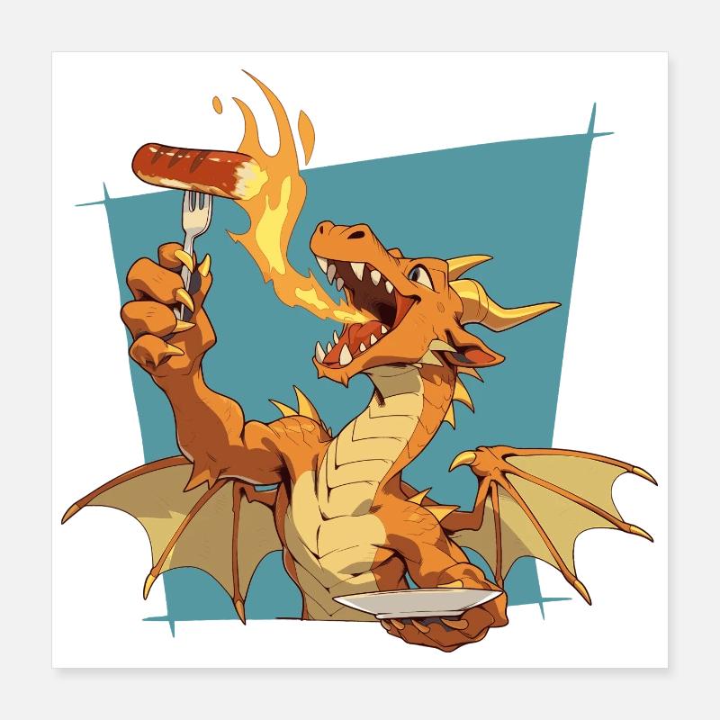 Dragon BBQ au souffle de feu Poster 40 x 40 cm