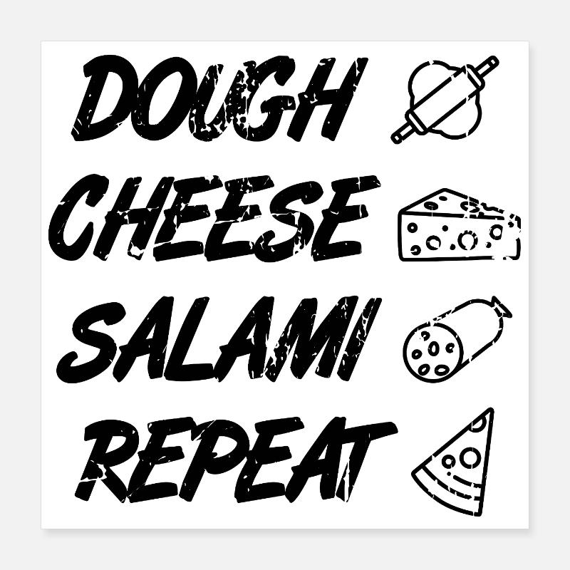 Dough Cheese Salami Repeat Poster 16" x 16" (40x40 cm)