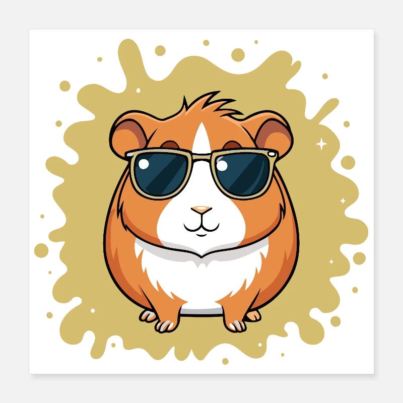 Hamster Cool avec Lunettes de Soleil Poster 40 x 40 cm