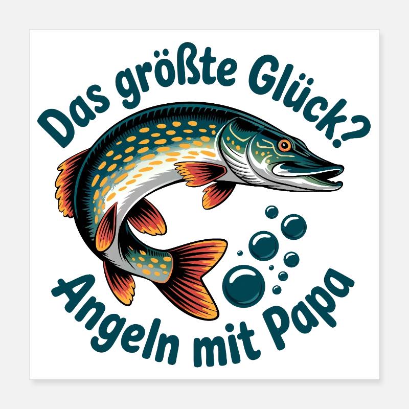 Papa Angler Geschenk Poster 40x40 cm