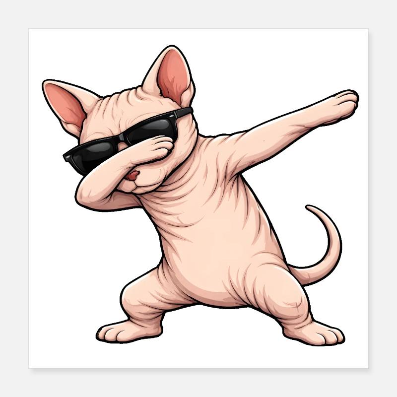 Dabbing Sphynx Katze Poster 40x40 cm