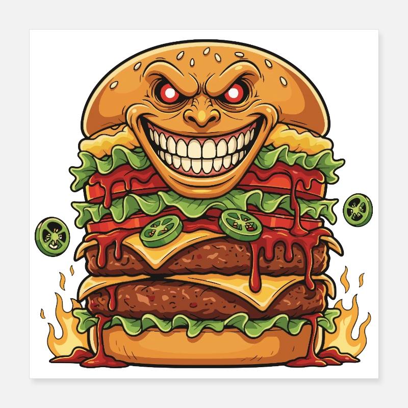Flammenburger Dämon Poster 40x40 cm