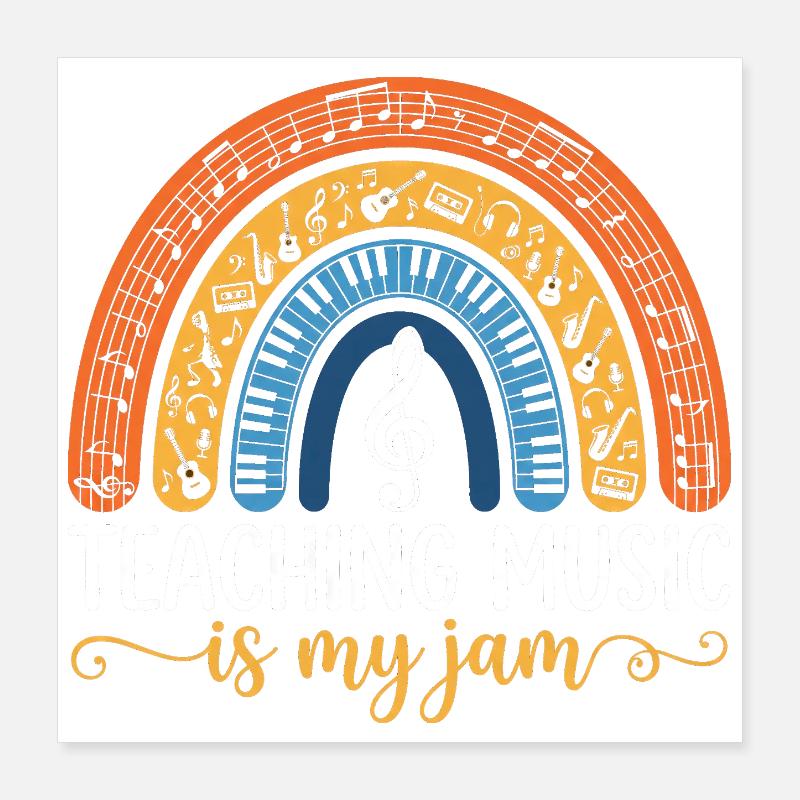Enseigner la musique, c’est mon truc - Retro Boho Rainbow Poster 40 x 40 cm