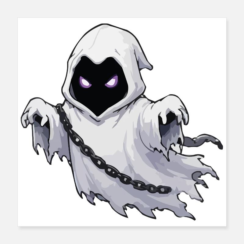 Ghost with chain and purple eyes Poster 16" x 16" (40x40 cm)