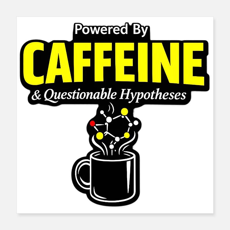 Kaffeechemie: Koffein Molekül Becher Poster 40x40 cm