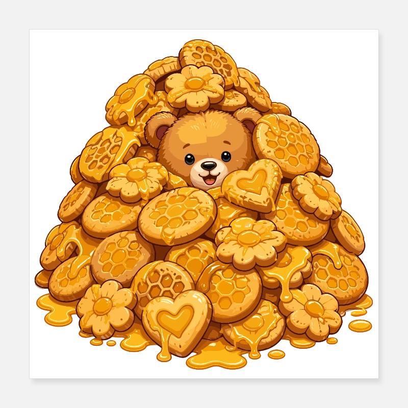 Gold Biscuit Bear Camp Poster 16" x 16" (40x40 cm)