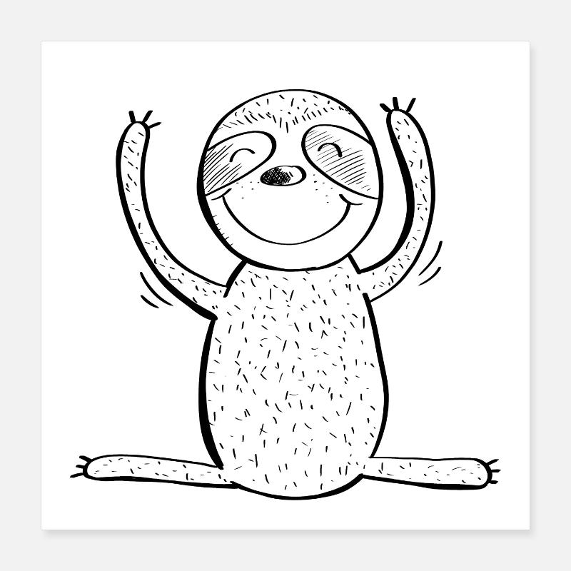Happy Sloth - Comic - Animals Poster 16" x 16" (40x40 cm)