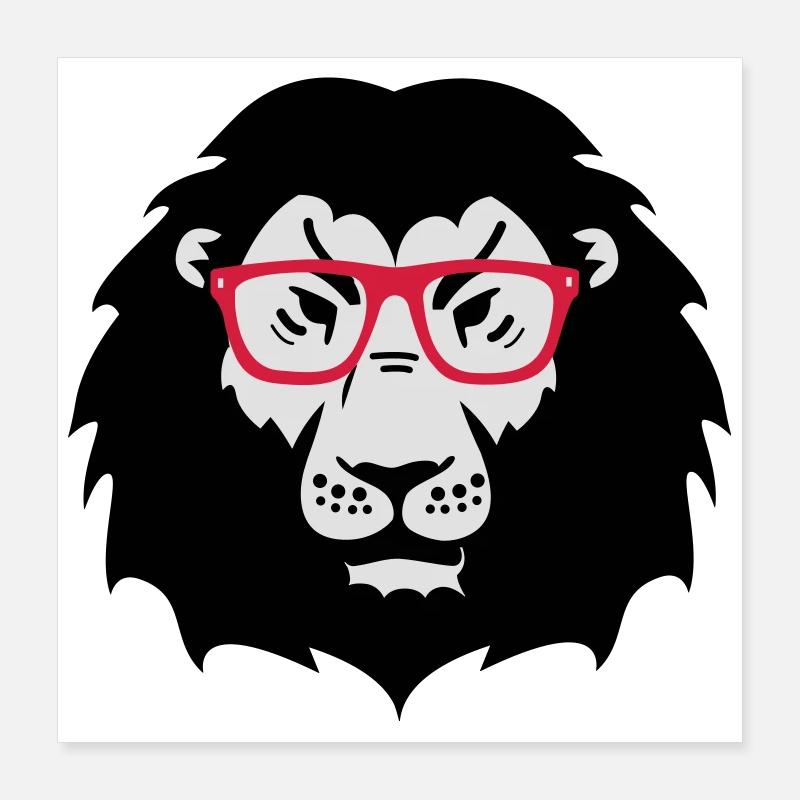 lion glasses nerd Poster 16" x 16" (40x40 cm)