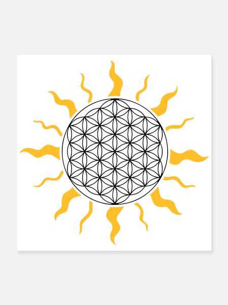 The flower of life with sun, sunbeams - Poster 16" x 16" (40x40 cm) - white - Front
