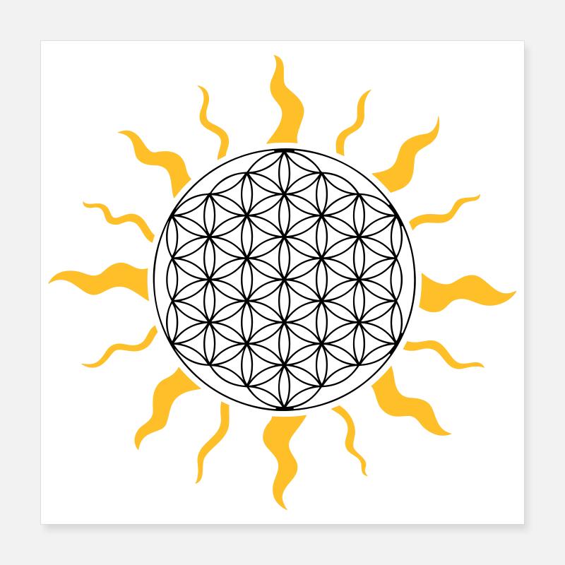 La fleur de la vie avec le soleil Poster 40 x 40 cm