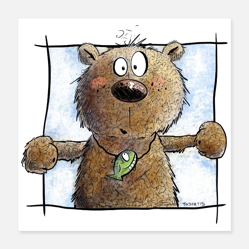 Drolliger Brauner Bär I Wildtier Comic Poster 40x40 cm