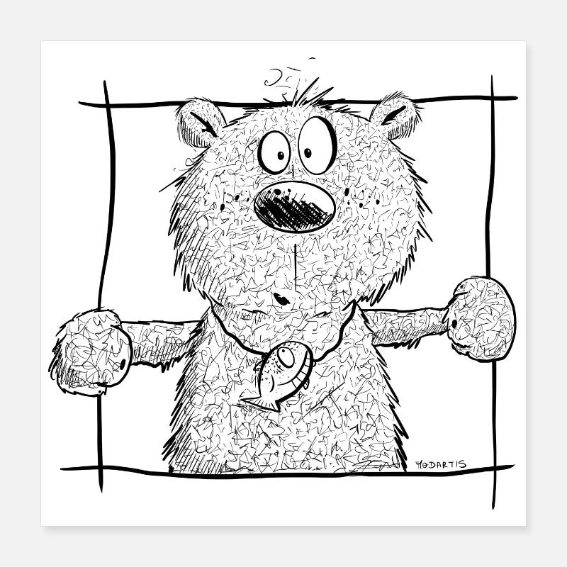 Drolliger Kleiner Bär I Wildtier Comic Poster 40x40 cm