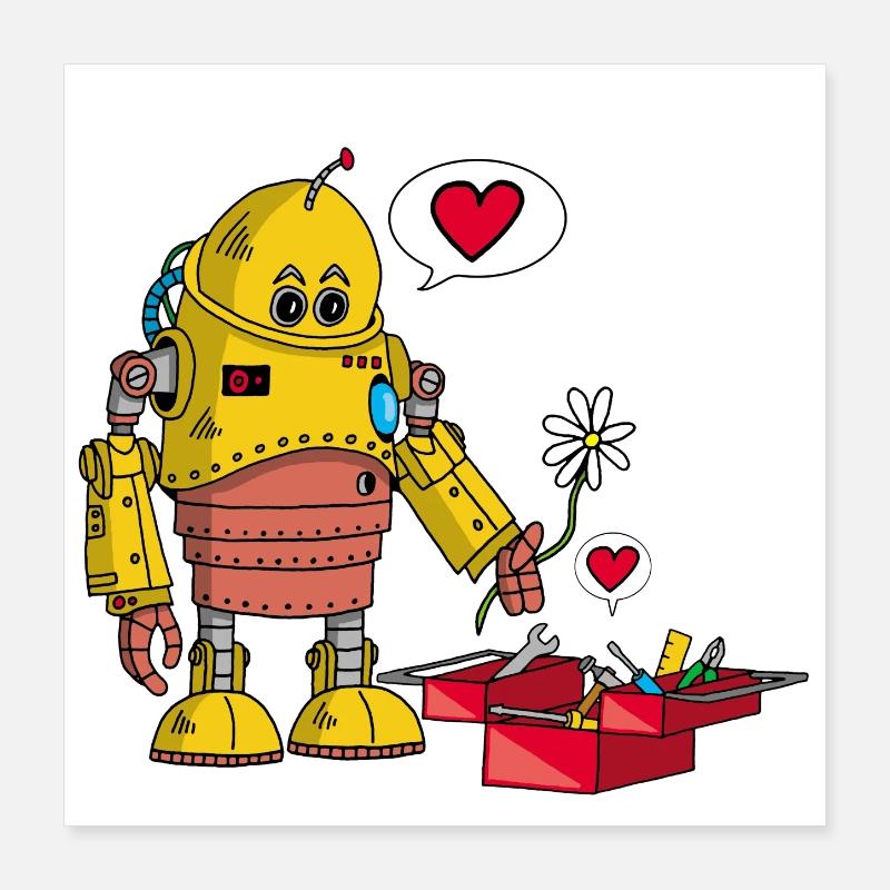 Verliebter Roboter Poster 40x40 cm