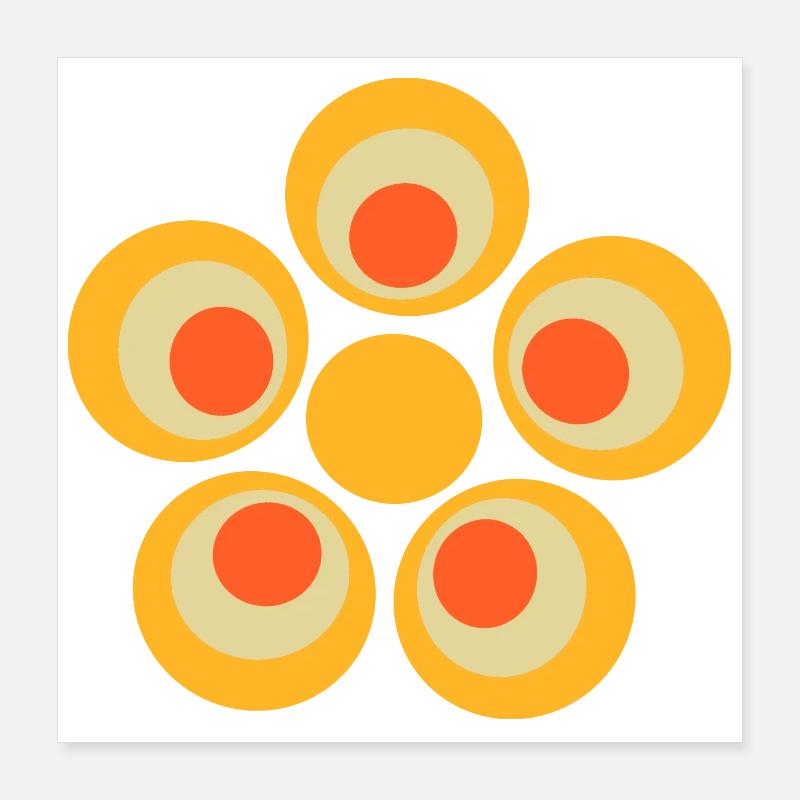 70s Flower Pattern Poster 16" x 16" (40x40 cm)