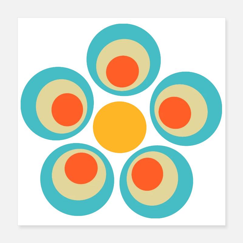 70s Flower Pattern Poster 16" x 16" (40x40 cm)