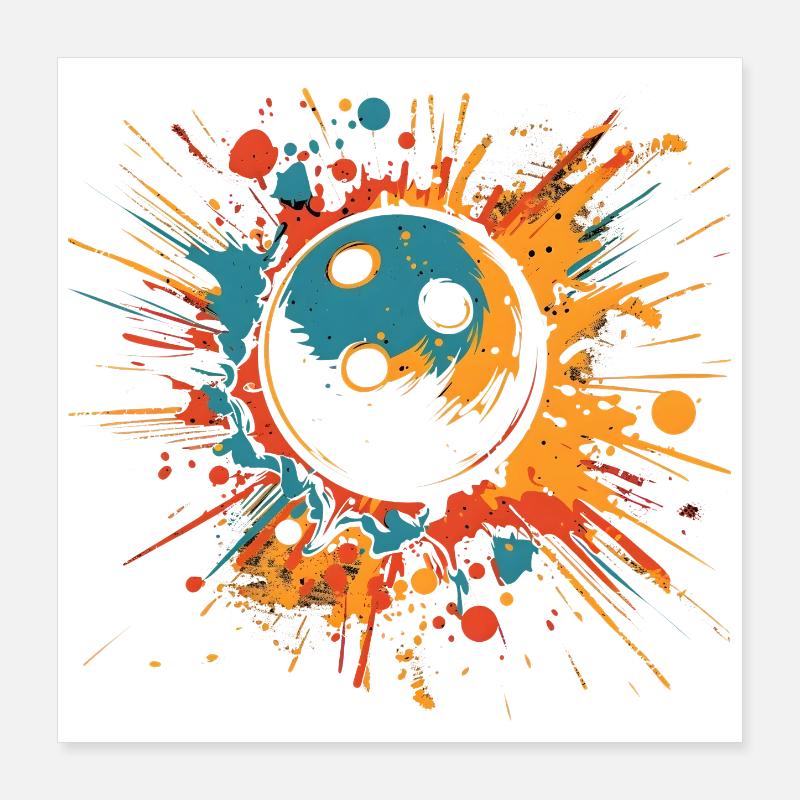 Touches de couleur au bowling Poster 40 x 40 cm