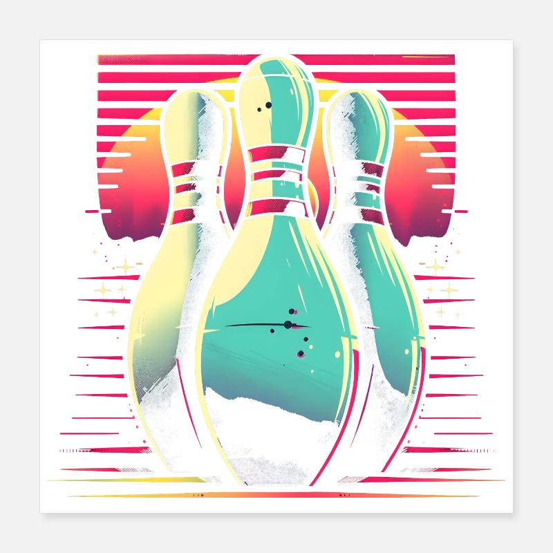 Bowling Synthwave Poster 40 x 40 cm