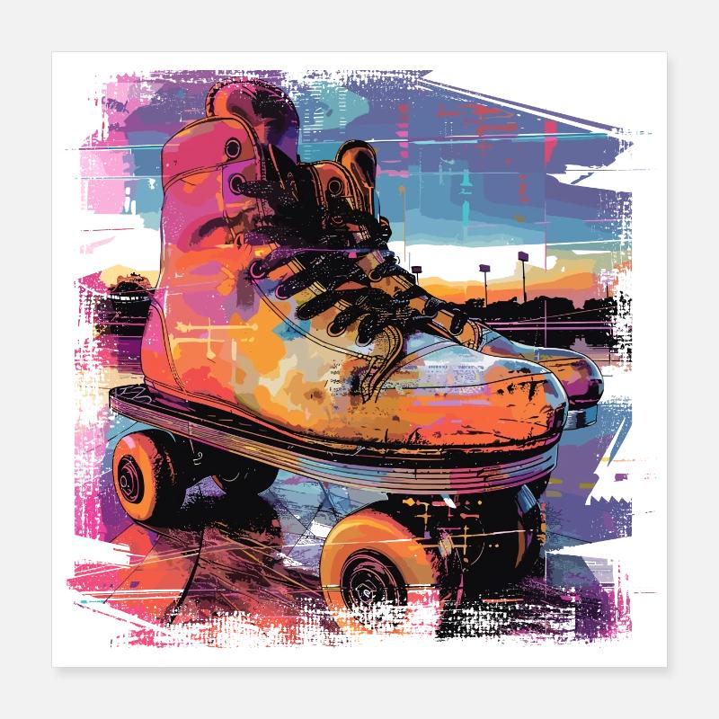 Rollerskates Illustration Poster 40x40 cm