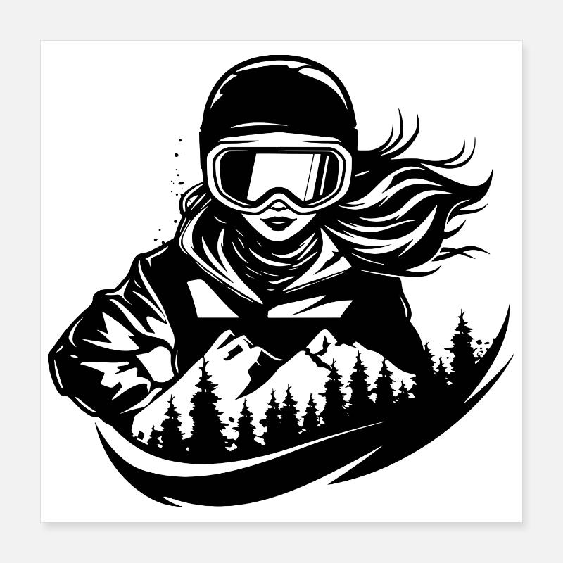 Dessin d’une snowboardeuse Poster 40 x 40 cm