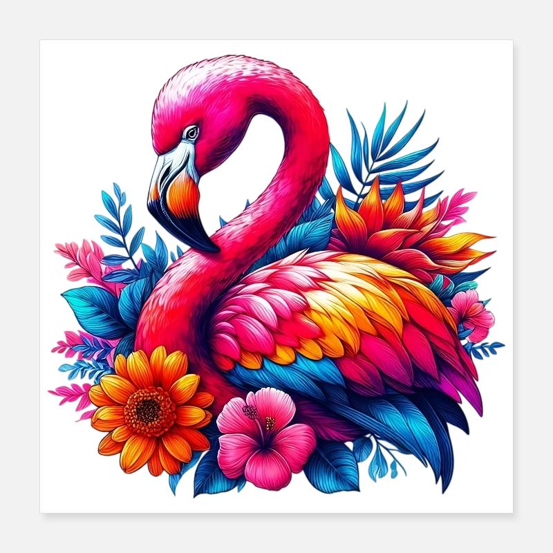 Flamant Poster 40 x 40 cm