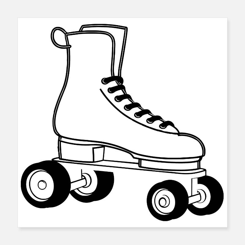 Roller Skates Line Art Poster 16" x 16" (40x40 cm)