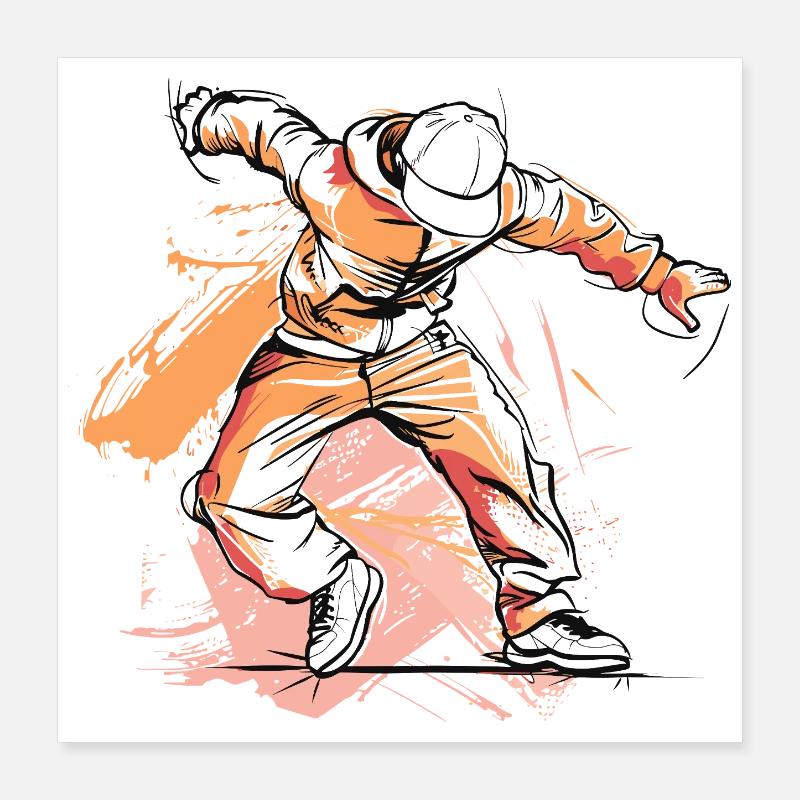 Breakdancer Drawing Poster 16" x 16" (40x40 cm)