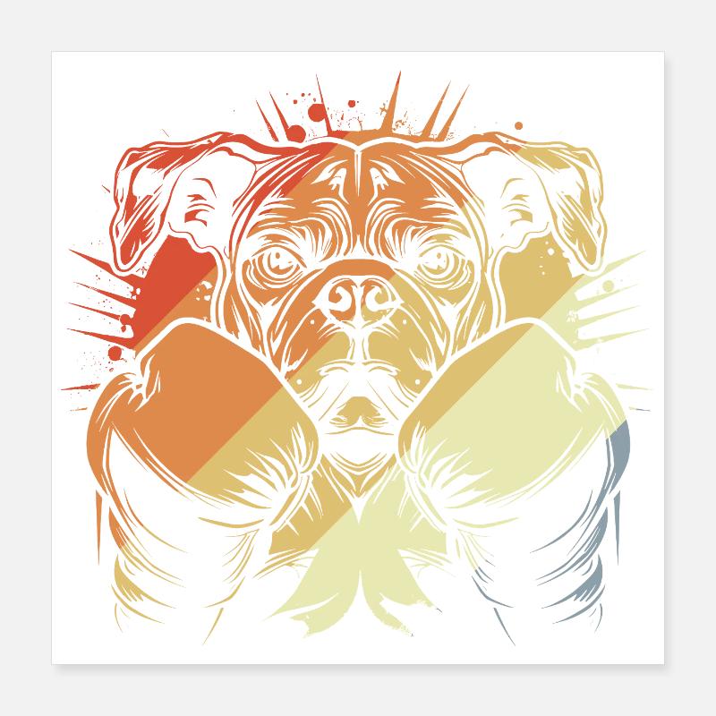Boxe Chien Vintage Poster 40 x 40 cm