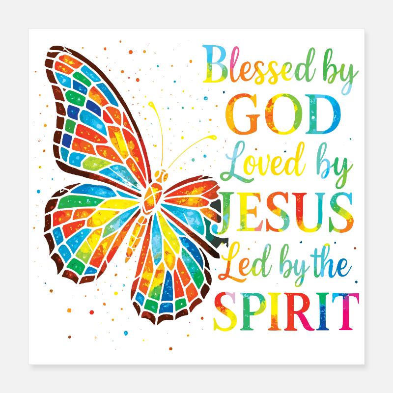 Aimé Par Jésus Chrétien Papillon Poster 40 x 40 cm