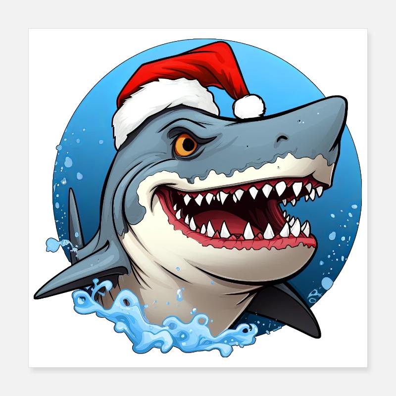 Weihnachtsmann Hai Poster 40x40 cm