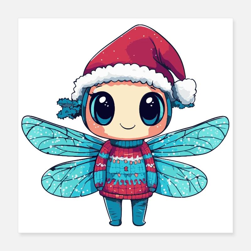 Noël de la Libellule, Noël Poster 40 x 40 cm