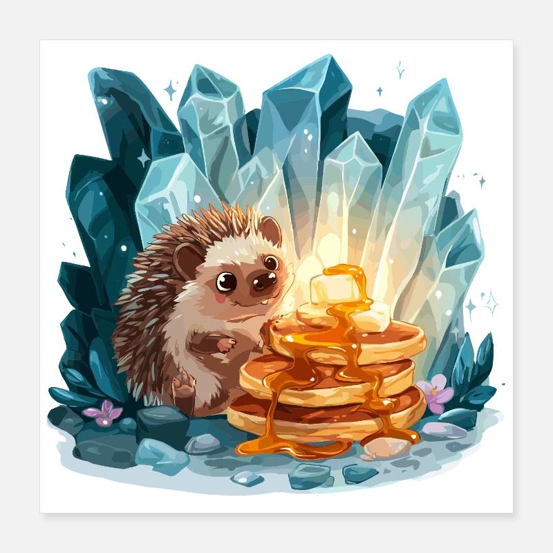 Hérisson aux pancakes dorés Poster 40 x 40 cm