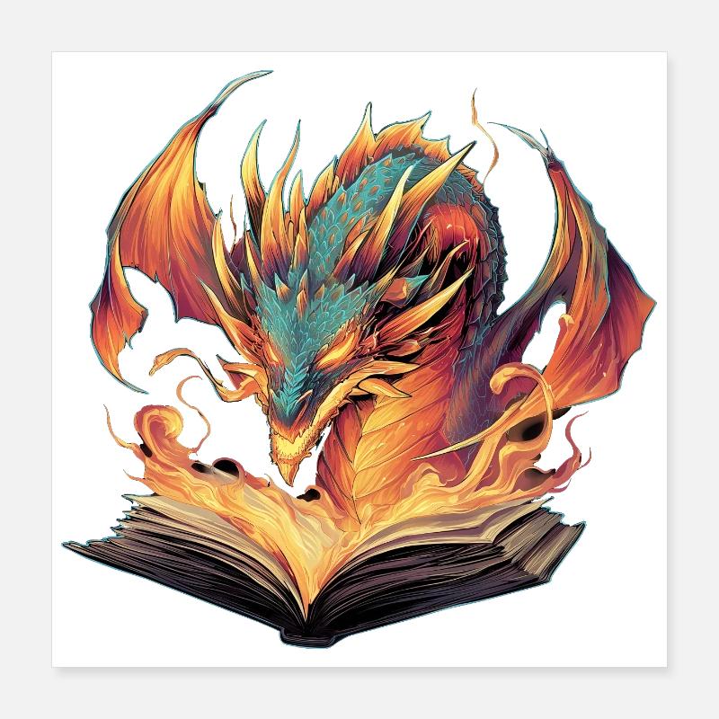 Drachenbuch Transformationsfeuer-Design Poster 40x40 cm